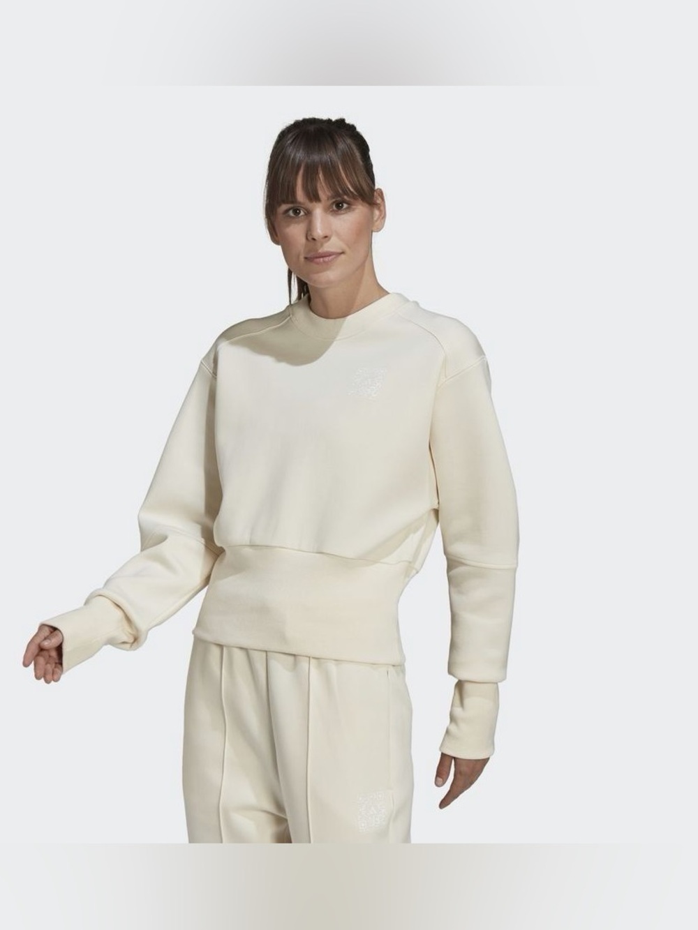 adidas Karlie Kloss Off-White Cropped Crewneck Sweatshirt